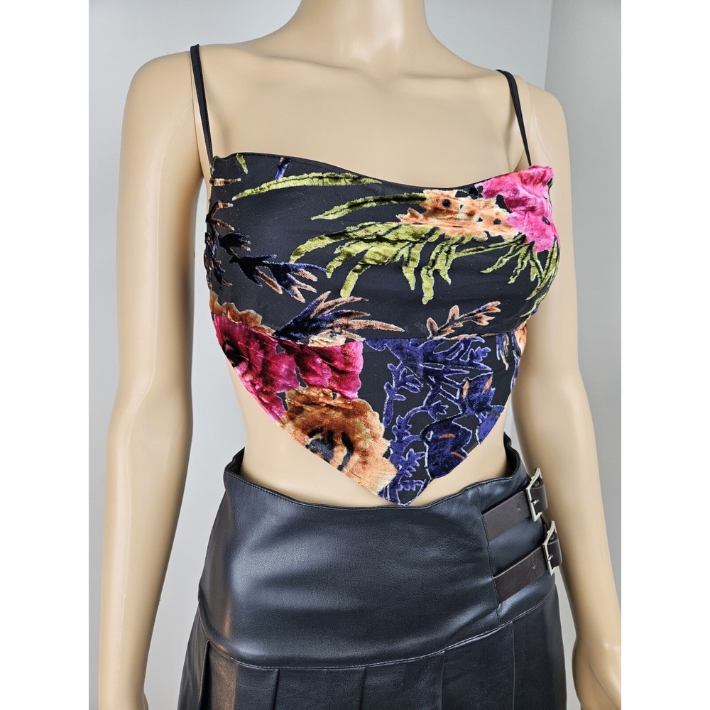 Revolve WeWoreWhat Womens Velvet Top Flocked Velvet Cowl Top Small